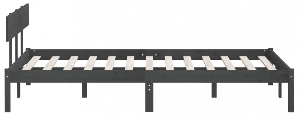 King Size szürke tömör fenyőfa ágykeret 150 x 200 cm
