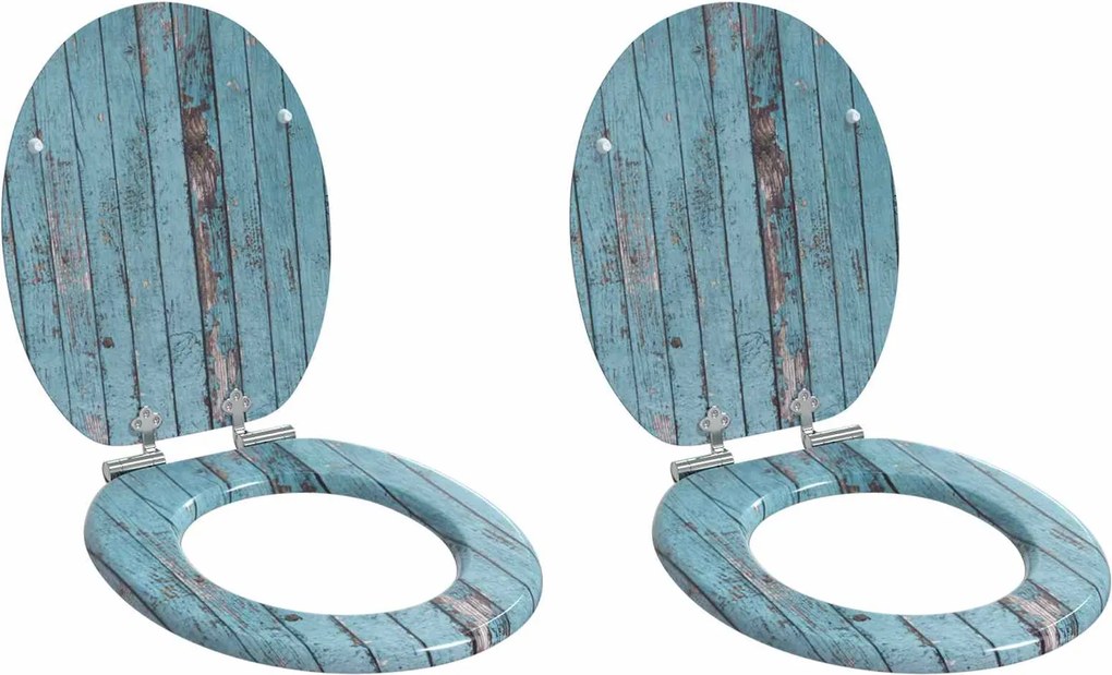 vidaXL Lágy záródású WC ülőke 2 pcs Kék 44 x 38 cm MDF lap