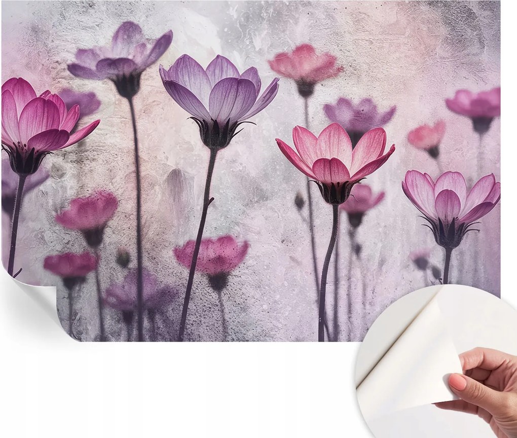 Öntapadós tapéta Fali furnér 3D hatás Pasztell virágok 152x104 cm