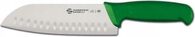 Santoku Sanelli Ambrogio Supra kés, granton penge, 18 cm, zöld