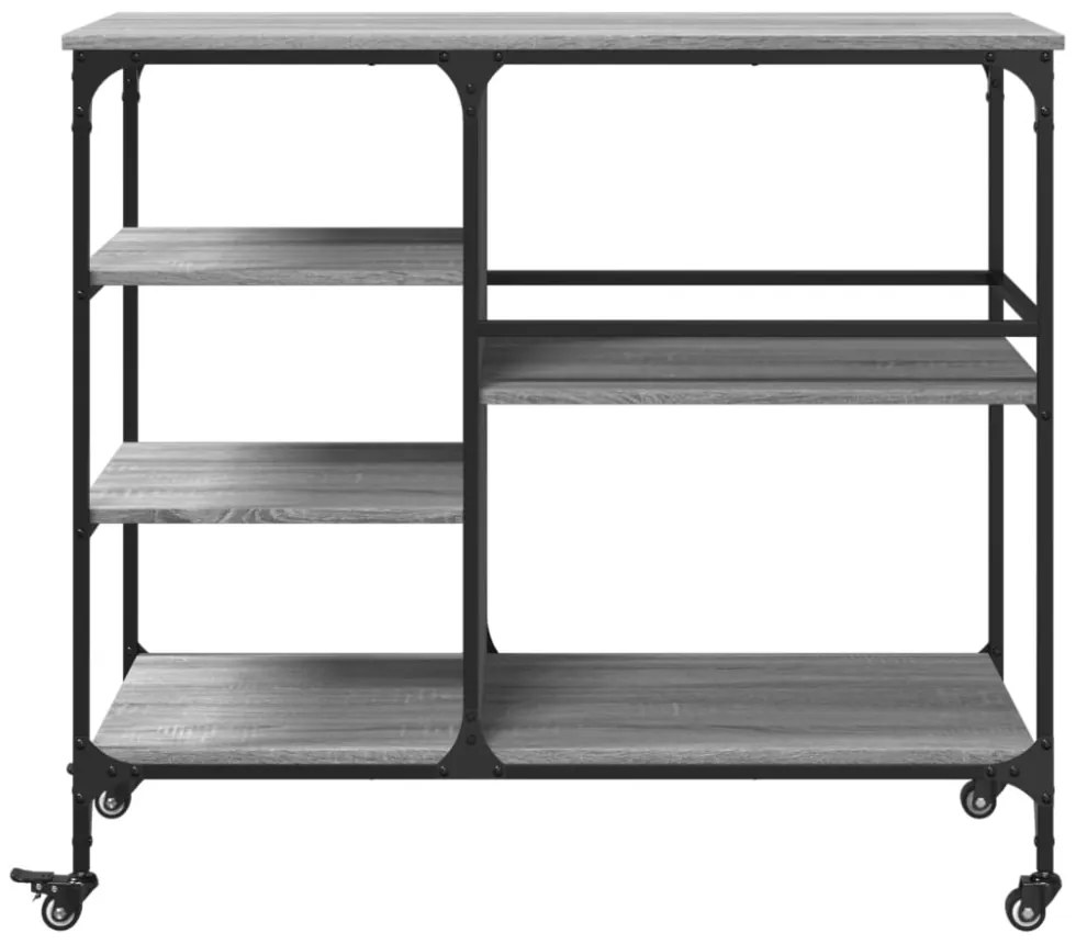 szürke sonoma színű szerelt fa zsúrkocsi 100 x 45 x 89,5 cm