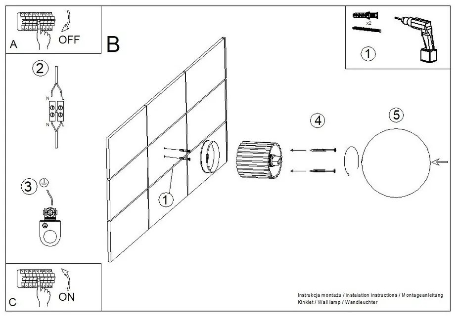 Szürkésbarna fali lámpa Orbital – Sollux