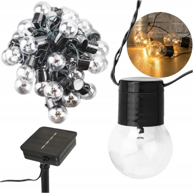 Napelemes kerti girland 20 Led 5m Kültéri napelemes kerti lámpák
