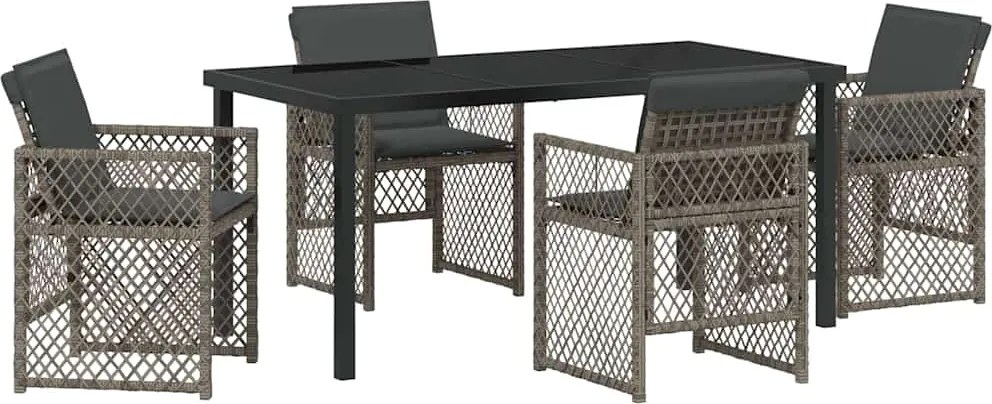vidaXL Kert étkező szett 5 pcs Szürke polirattan