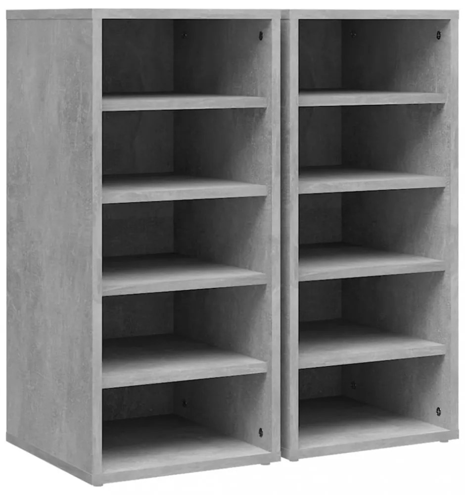 2 db betonszürke szerelt fa cipősszekrény 31,5 x 35 x 70 cm
