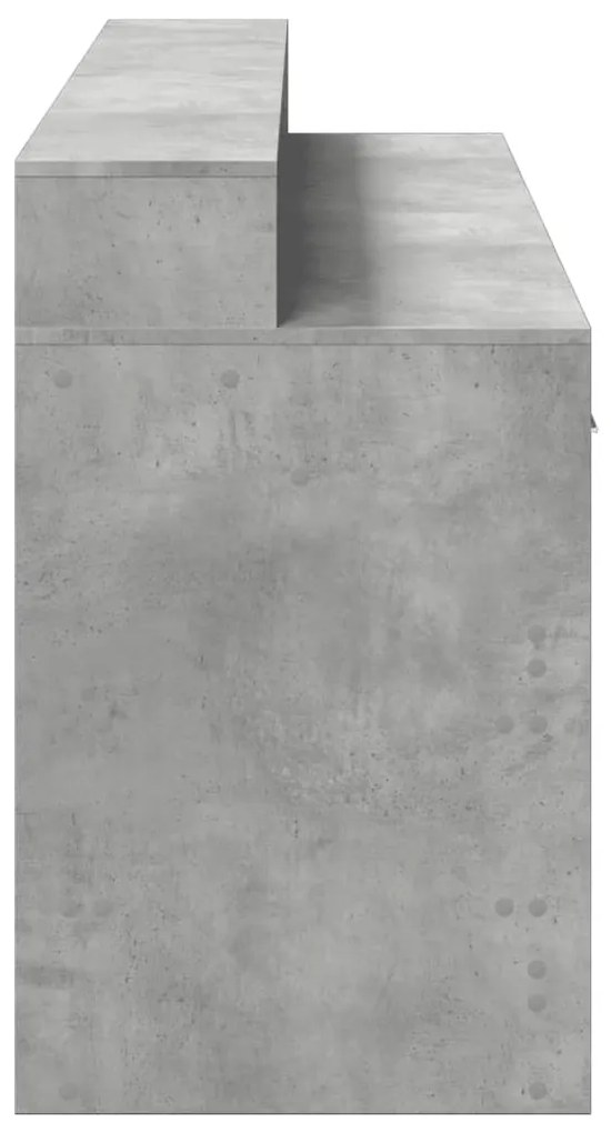 betonszürke szerelt fa íróasztal LED-világítással 160x55x91 cm
