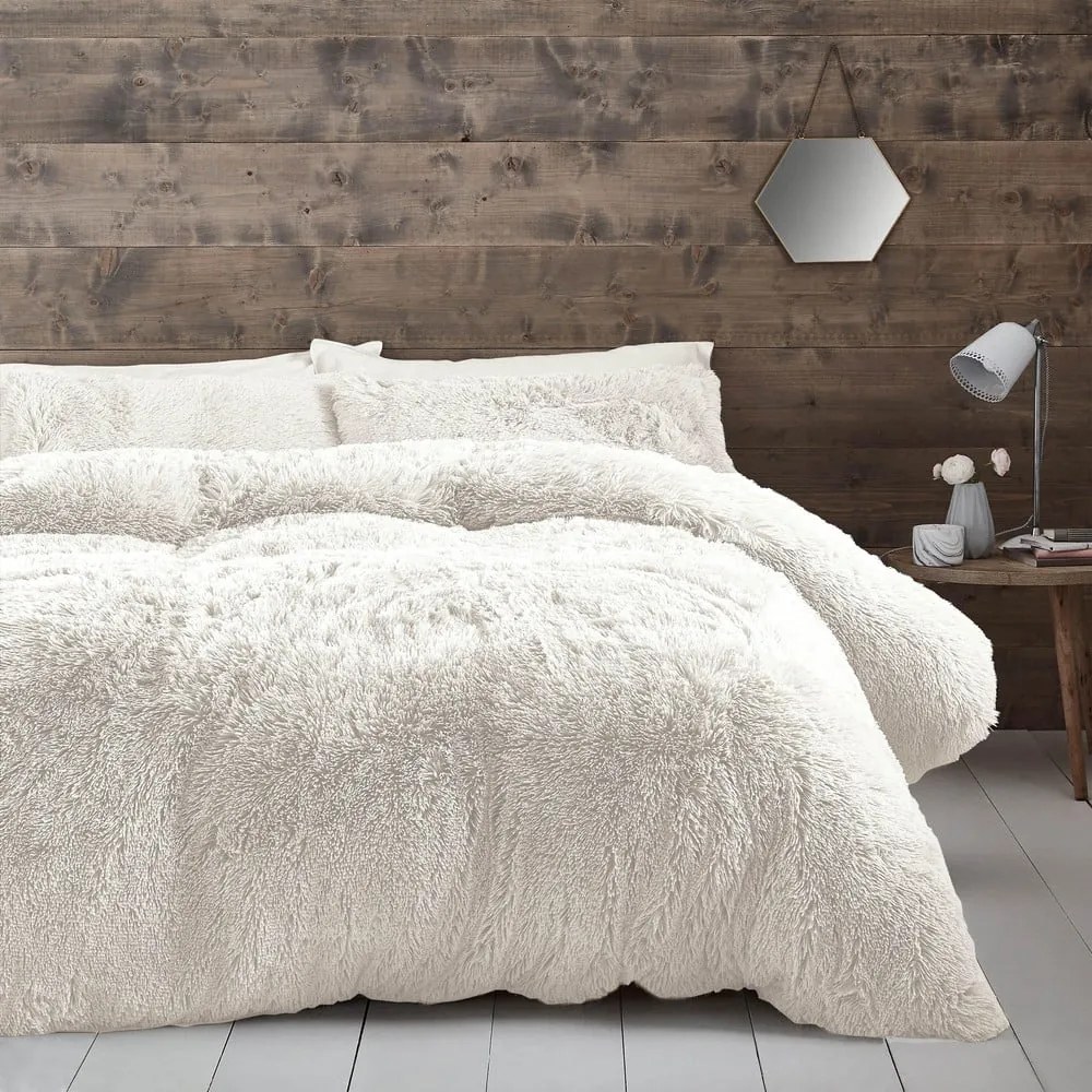 Fehér kétszemélyes mikroplüss ágyneműhuzat 200x200 cm Cuddly – Catherine Lansfield
