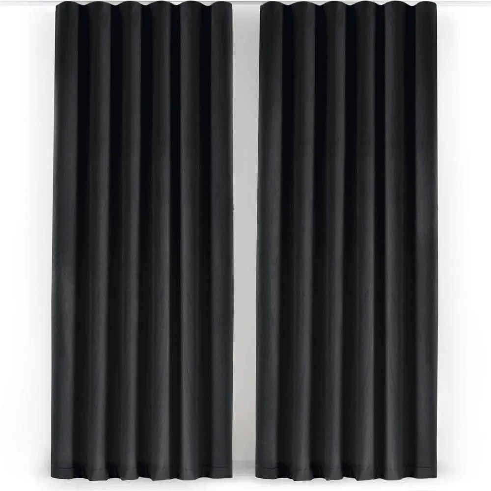 Fekete bársony dimout (részleges sötétítő) függöny 530x300 cm Velto – Filumi