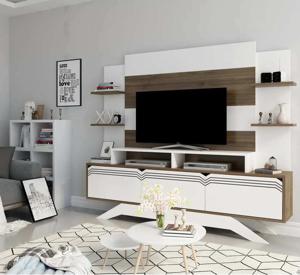 Delpi Walnut and White TV-fal