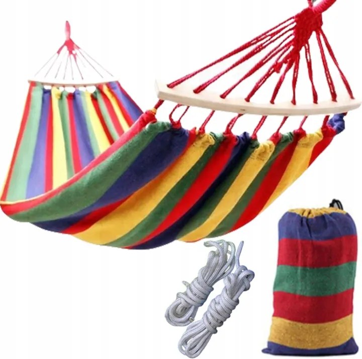 Függőágy 2 Személyes XXL Kerti Napozóágy Erős Hintaágy Állvánnyal 270x150 WZ5