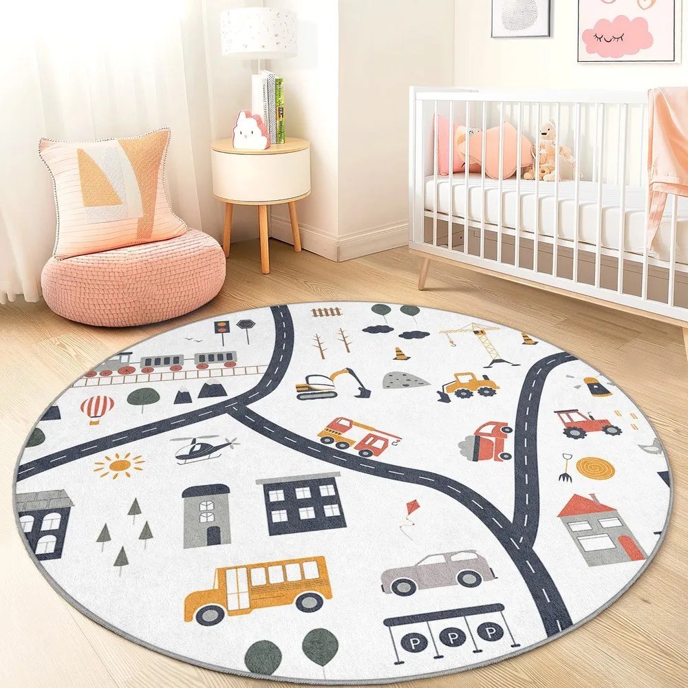 Mosható gyerek játszószőnyeg ø120 cm World Around Me – Mila Home