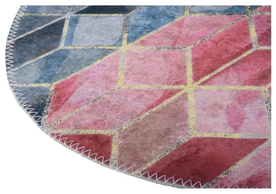 Rózsaszín-világosszürke mosható kerek szőnyeg ø 80 cm – Vitaus