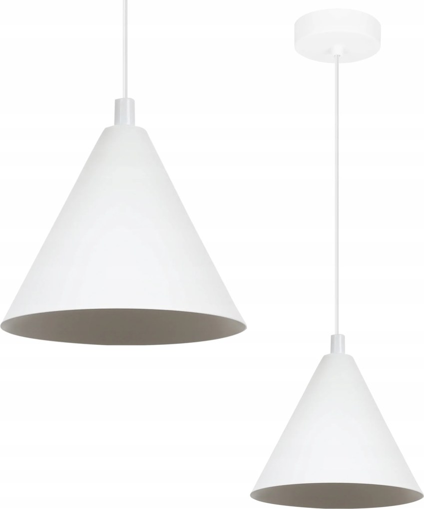 Mennyezeti Lámpa Függeszték Fehér Csillár Soho Loft Kúp Szimpla 14CM E14