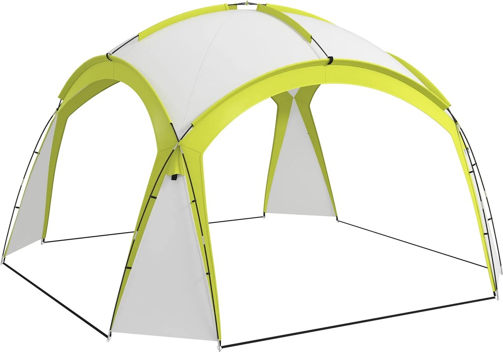 Outsunny 3,5 x 3,5 m-es Rendezvénysátor Húzott Ajtóval, Esővédő Masszív Acéloszlopokkal, Kerti Pavilon UV Védelemmel, Napernyő a Kempingezéshez és Ker