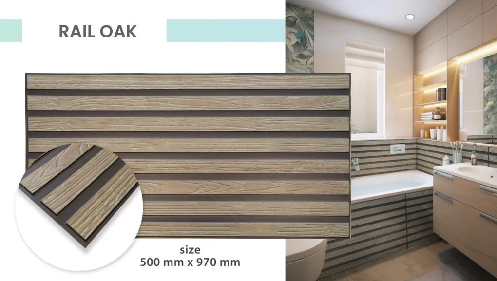 3D PVC falpanel "Rail Oak" vasúti tölgy