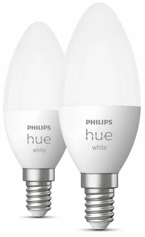 Philips Hue White B39 E14 LED gyertya fényforrás 5,5W, 2700K, 470 lm, 220-240V, 2 db