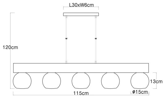 Globo 15656-5H - MOITAS 5xE27/40W/230V függeszték kábellel