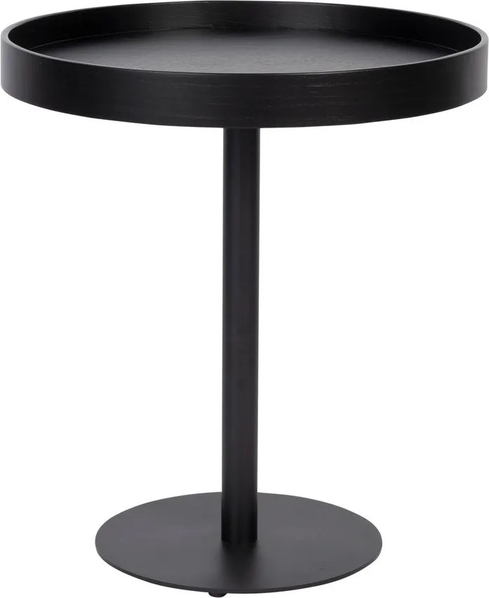 Kerek tárolóasztal tölgyfa dekoros asztallappal ø 40 cm Yuri S – White Label