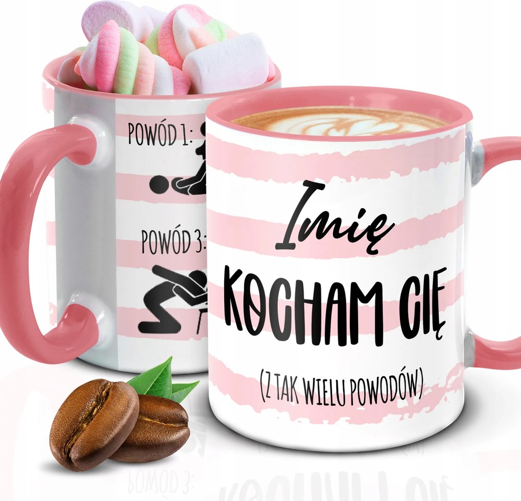 Bögre Rózsaszín Fül Belső Több Okból Is Szeretlek *név* Valentin napra