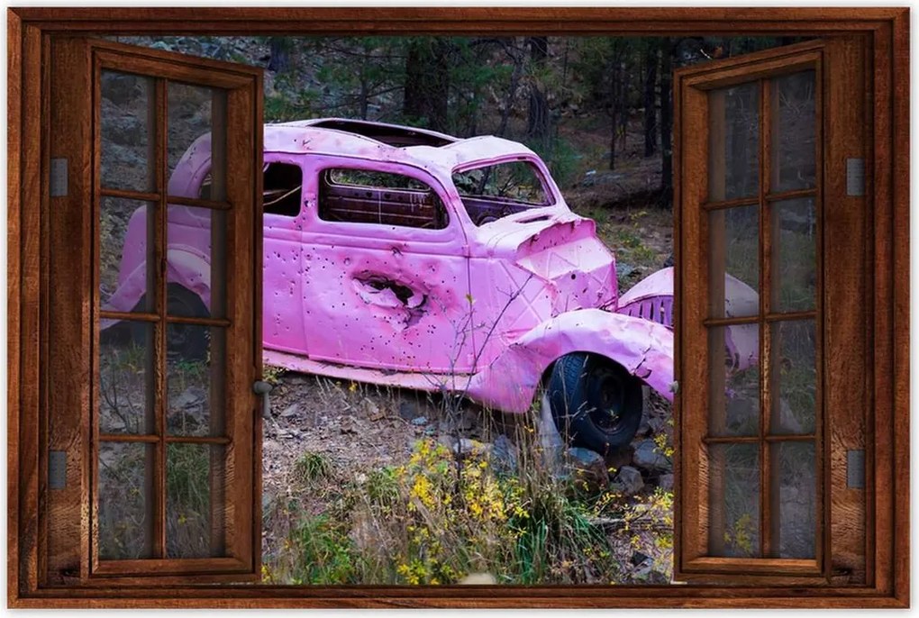 Poszter 60x40 Rózsaszín autóroncs