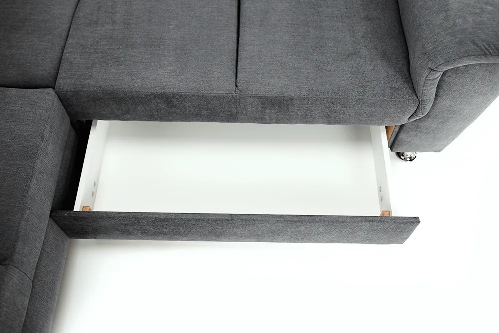 Kinyitható ülőgarnitúra, szürke szövet, jobbos, SANTIAGO