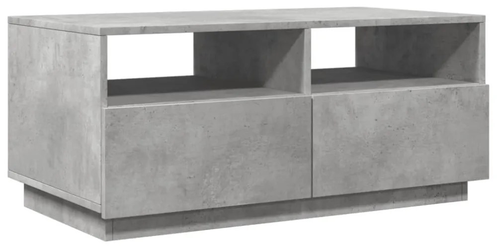 betonszürke dohányzóasztal LED-lámpákkal 90x49x40 cm