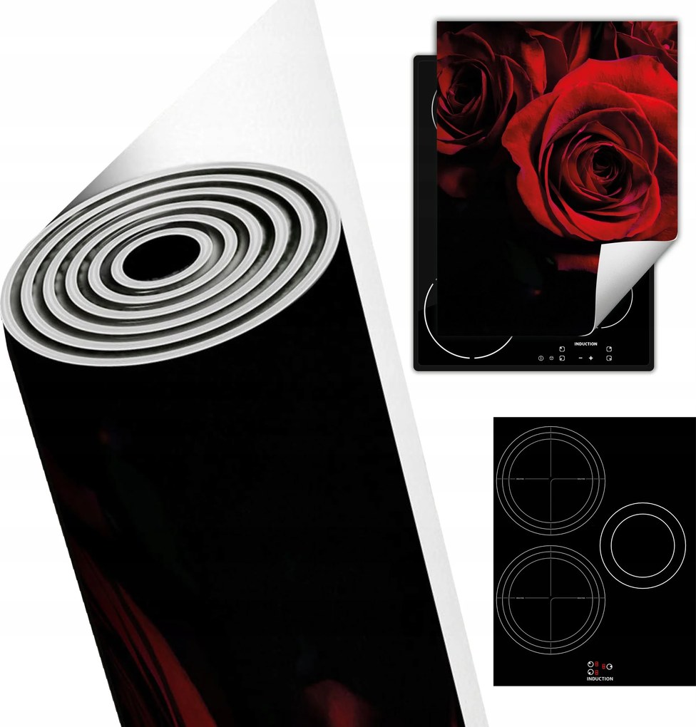 Tűzhelyvédő Szőnyeg Asztali Dekoráció 40x52 fekete piros rózsa