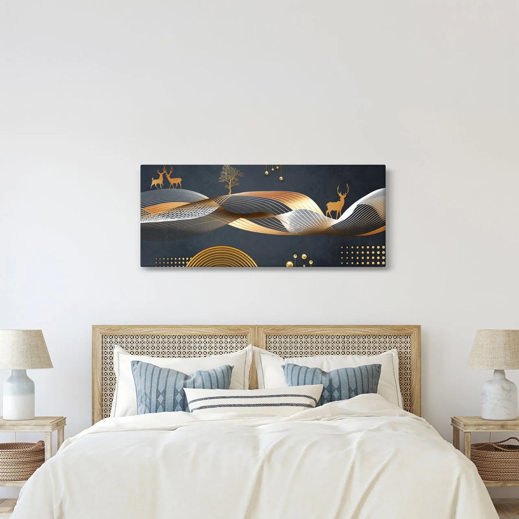 Kép - Grafika szarvassal (120x50 cm)