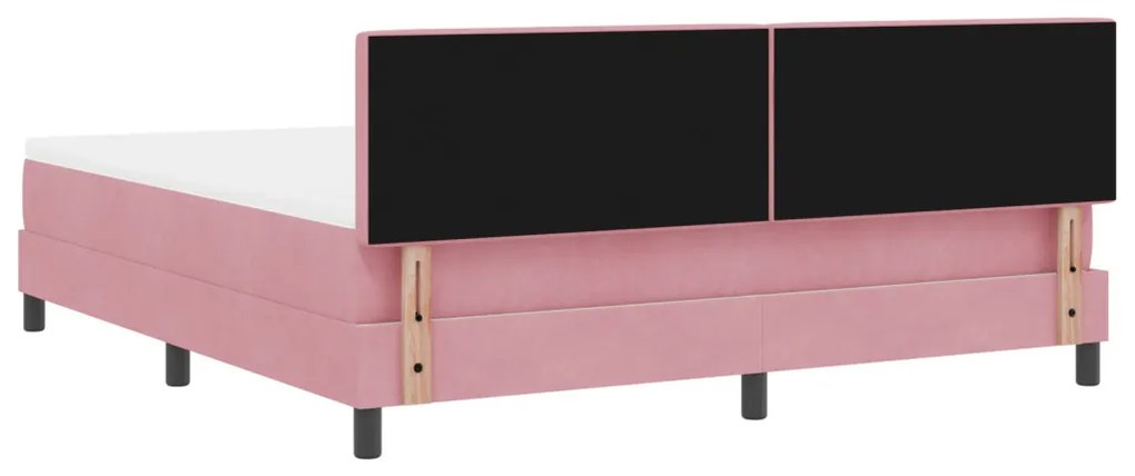 Boxspring Ágy Mattal és LED-del Rózsaszín 180x200 cm Bársonyos