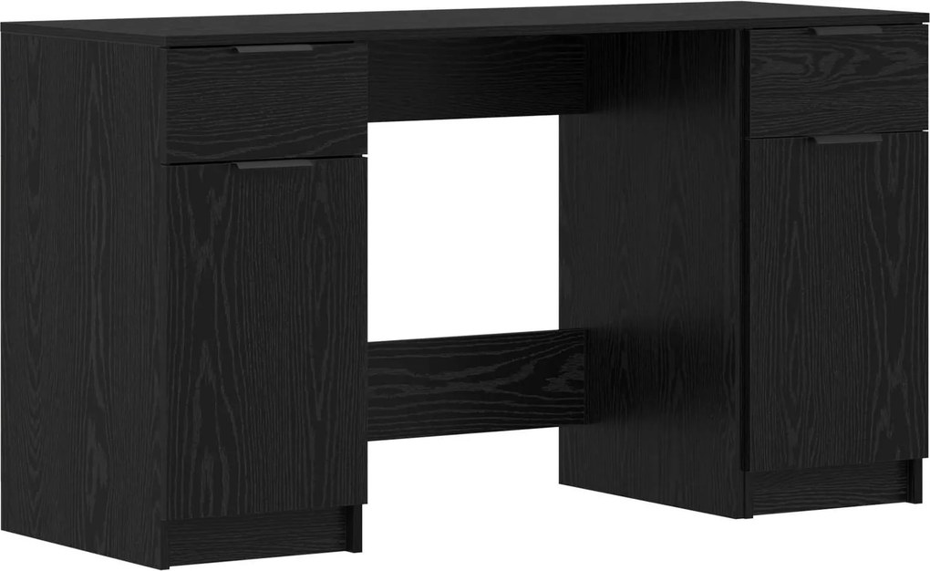 vidaXL Asztal fiókkal tárolóval Fekete tölgy 133 x 50 x 75 cm Faanyag