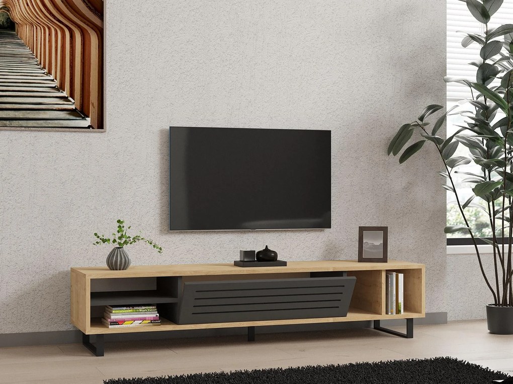 TV asztal/szekrény Samba (zafír tölgy + antracit). Akció -19%. 1088486