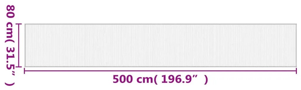 négyszögletű szürke bambusz szőnyeg 80 x 500 cm