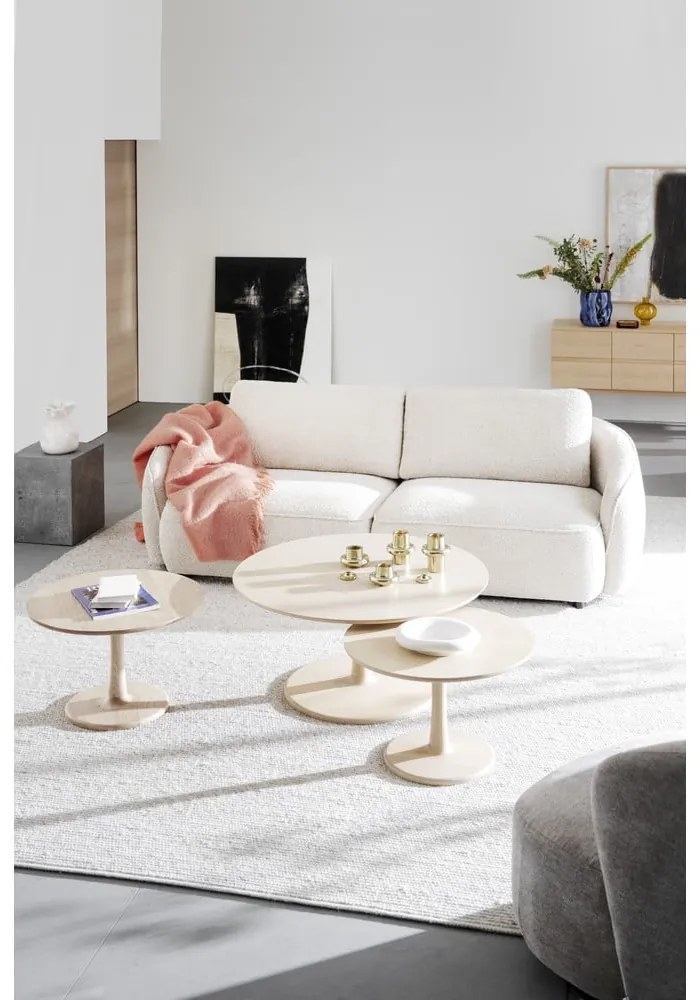 Natúr színű kerek dohányzóasztal tölgyfa dekorral 60x60 cm Hobart – Rowico