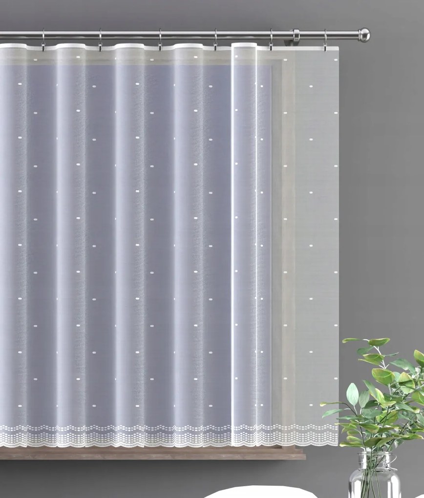 Mg Függöny Pöttyös jacquard fényes 628/124 Fehér 160cm pol 0,5m