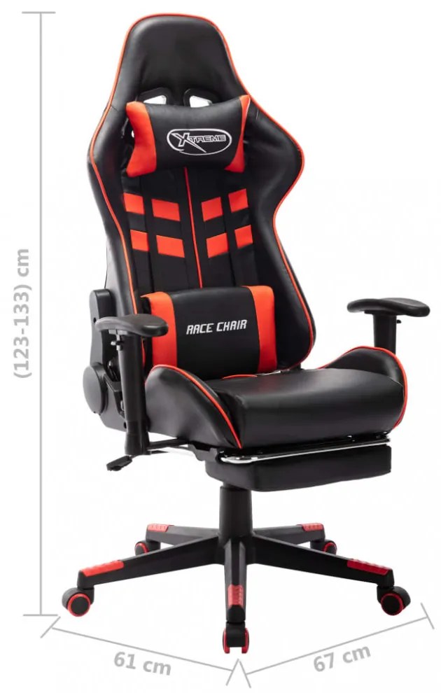 fekete és piros műbőr gamer szék lábtámasszal
