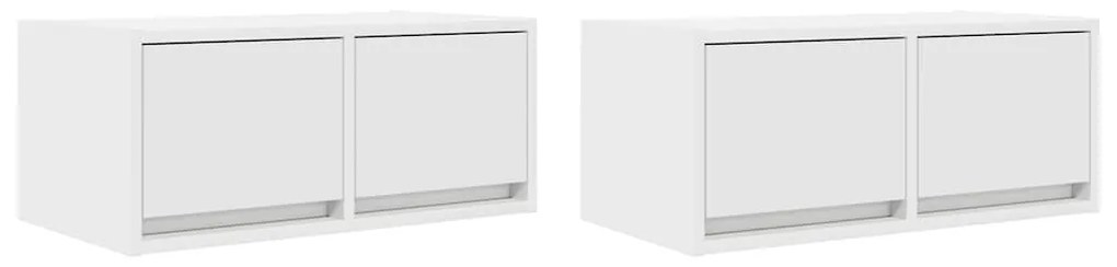2 db fehér szerelt fa TV-szekrény 60x31x25,5 cm