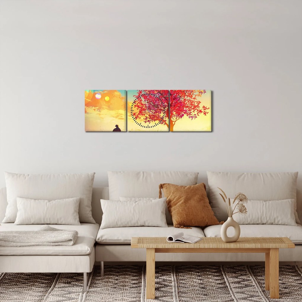 Egy fa képe a dombon (órával) (90x30 cm)