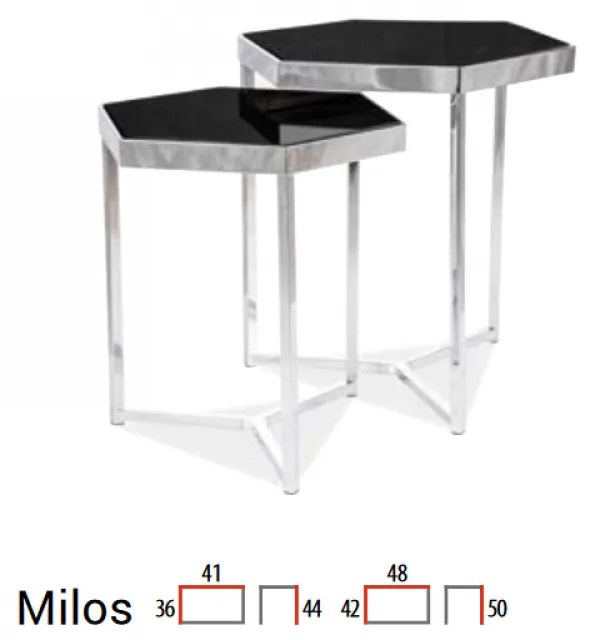 Milos dohányzóasztal szett Fekete - Króm