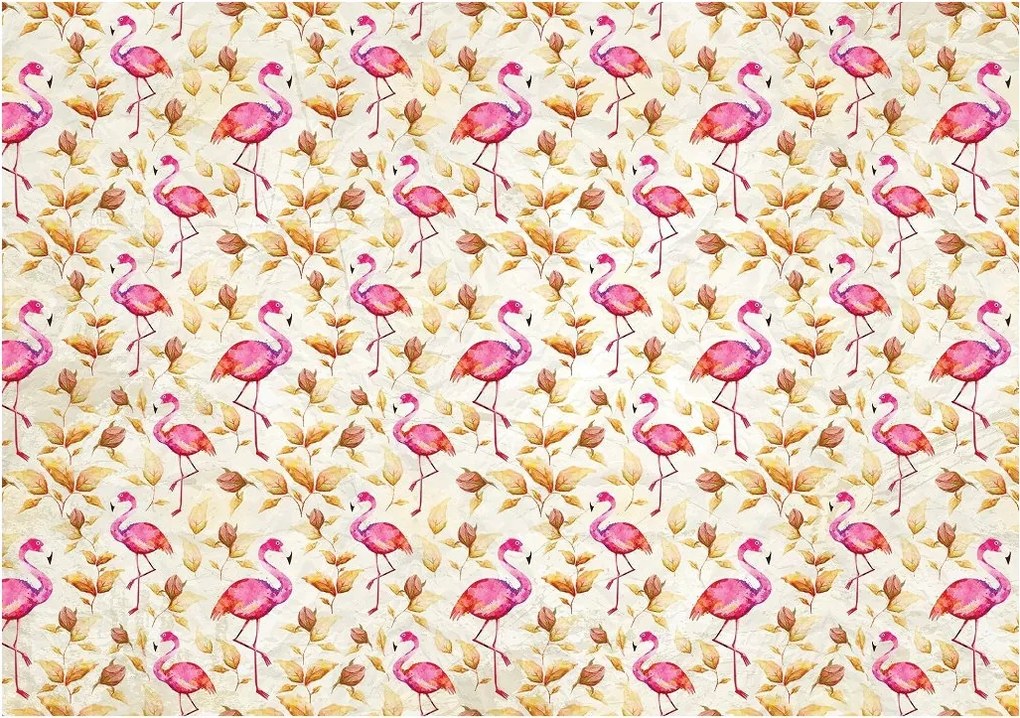 Fotótapéta Flamingók és arany levelek texturált háttérrel 250x175 +ragasztó