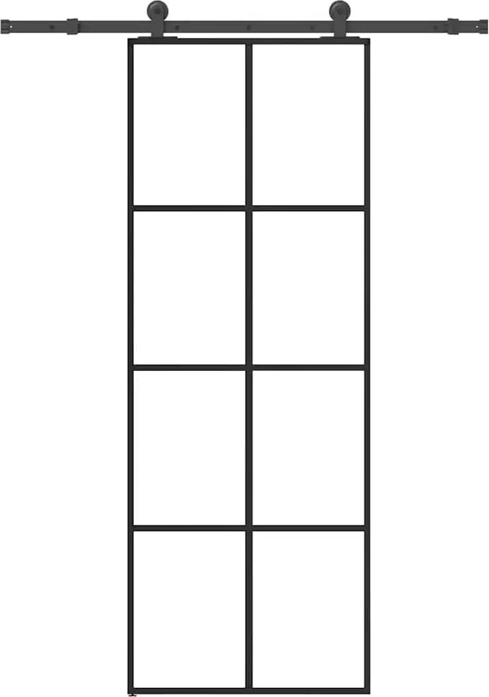 vidaXL ESG üveg és alumínium tolóajtó fémszerelvény-szettel 76x205 cm