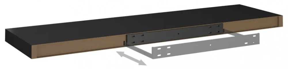 2 db fekete MDF lebegő fali polc 90 x 23,5 x 3,8 cm