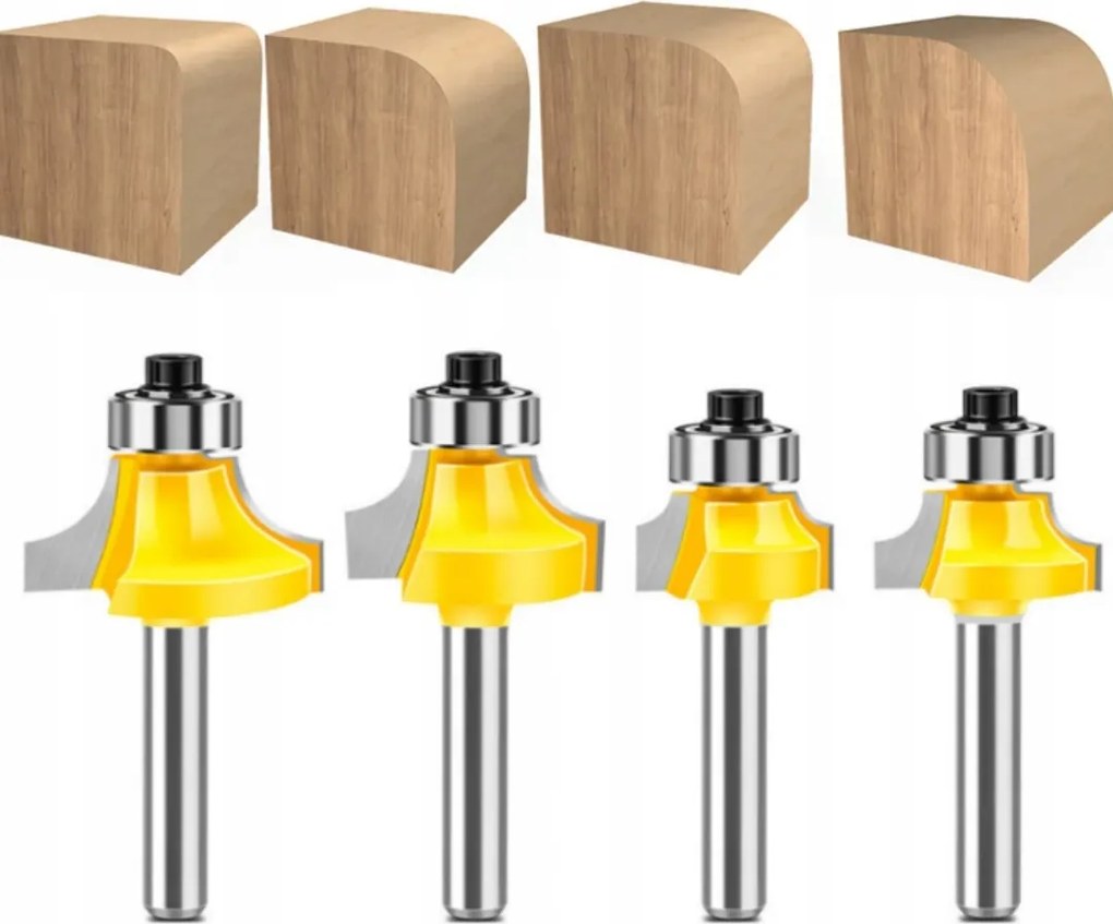 4db-os maró készlet, élmaró fa csapággyal Mdf szár 6mm