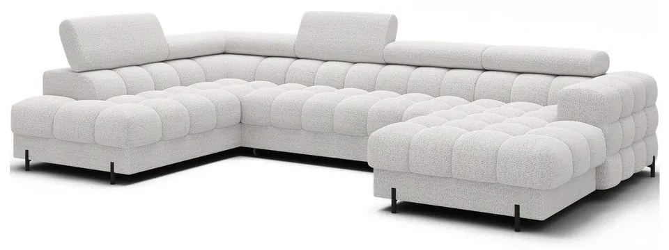 Krémszínű buklé kinyitható sarokkanapé (bal oldali-U alakú) Feraria – ELTAP