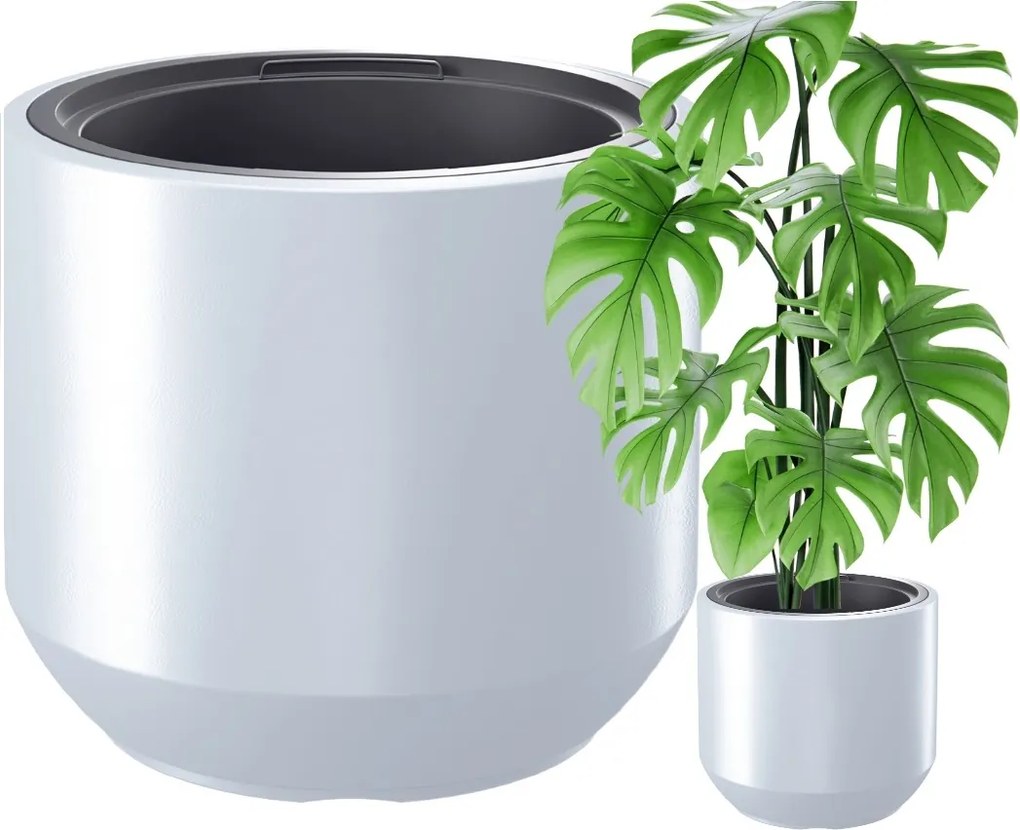 Virágtartó kaspó Közepes 30cm Fehér Teraszra Fagyálló Utántöltő 300mm 18 L