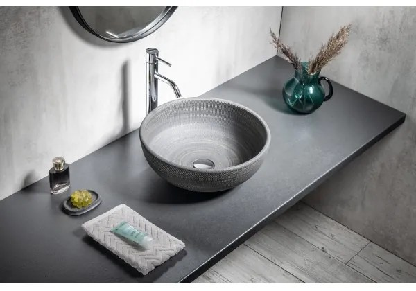 Sapho - Ráültethető mosdó PRIORI, átm. 41 cm, kerámia/szürke