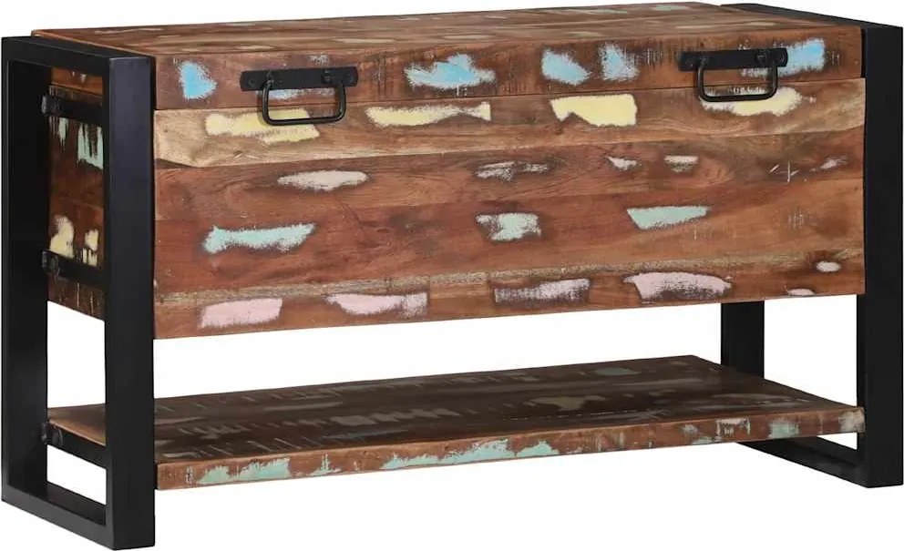 vidaXL Tároló Doboz Sokszínű 80 x 35 x 45 cm Tömör újrahasznosított fa