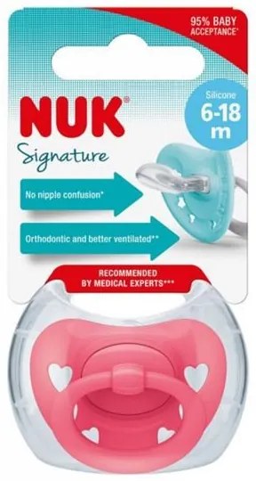 Baba cumi NUK Signature 6-18 h rózsaszín heart