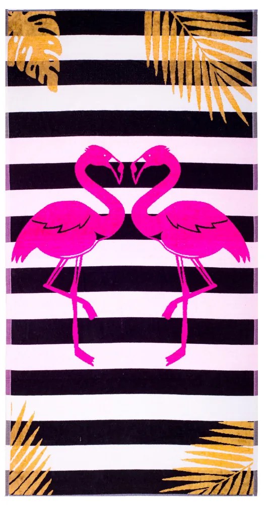 Flamingo Gold Fekete strandtörölköző