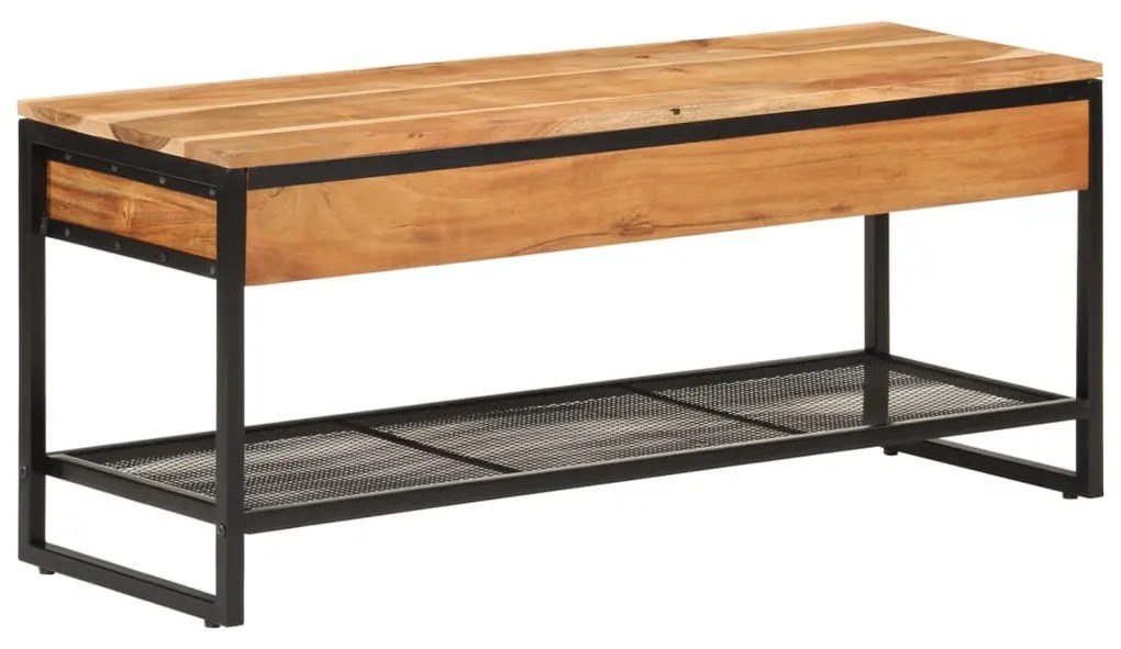tömör akácfa és vas cipőpad 110 x 35 x 45 cm