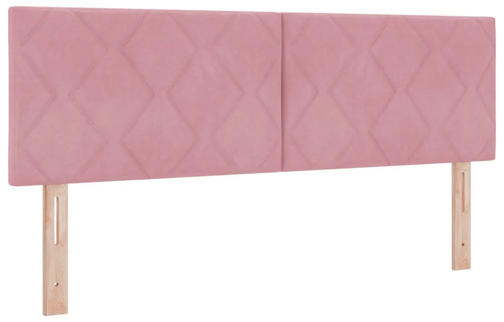 Boxspring Ágy Mattal & LED Rózsaszín 160x200 cm Bársony